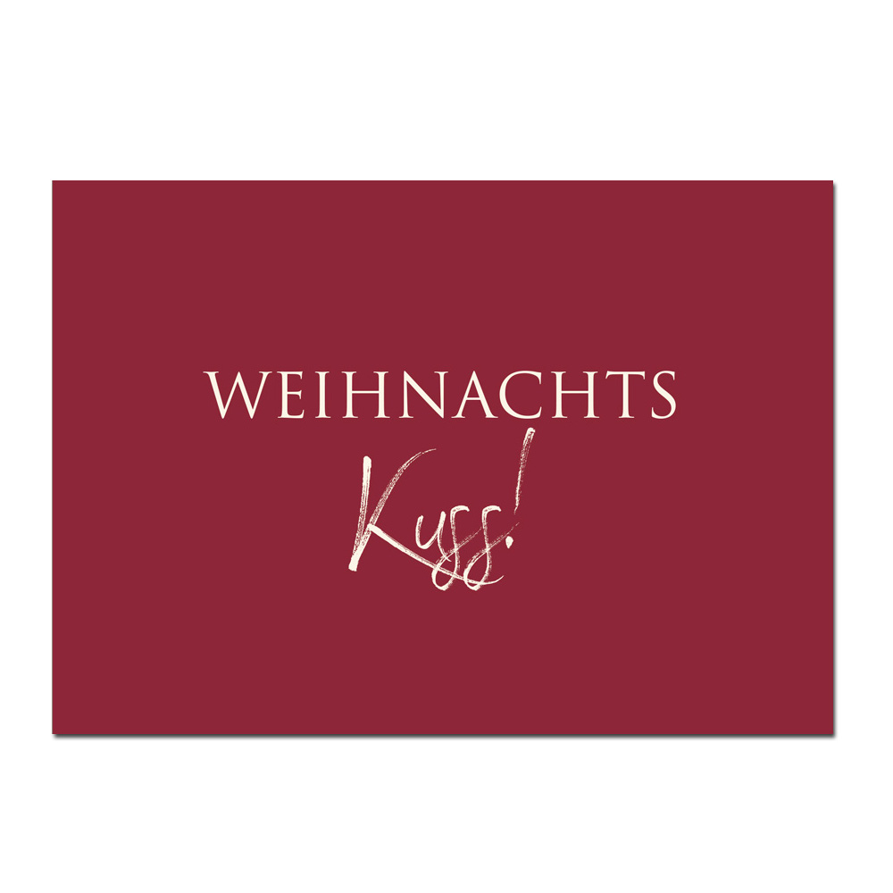 Wunderwort Postkarte CHRISTMAS "Weihnachtskuss" rot