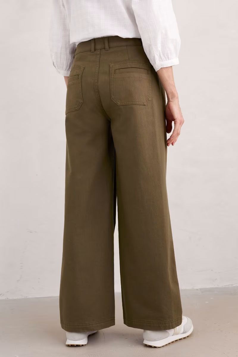 SEASALT CORNWALL Hose Milly Wide Leg Denim Trousers, Farbe: Dark Seagrass