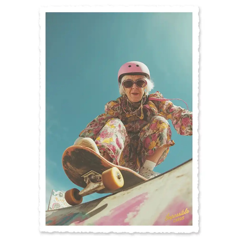 Impossible Card Postkarte *skating granny