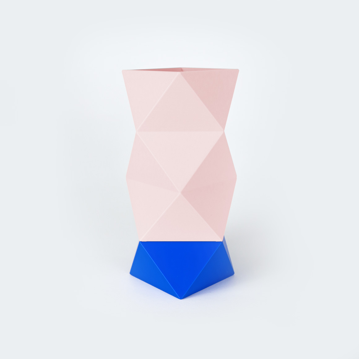 Origami Vase L kobalt Blue/ Peach Pastel, ca. 10 x 20 cm, Bio-Kunststoff