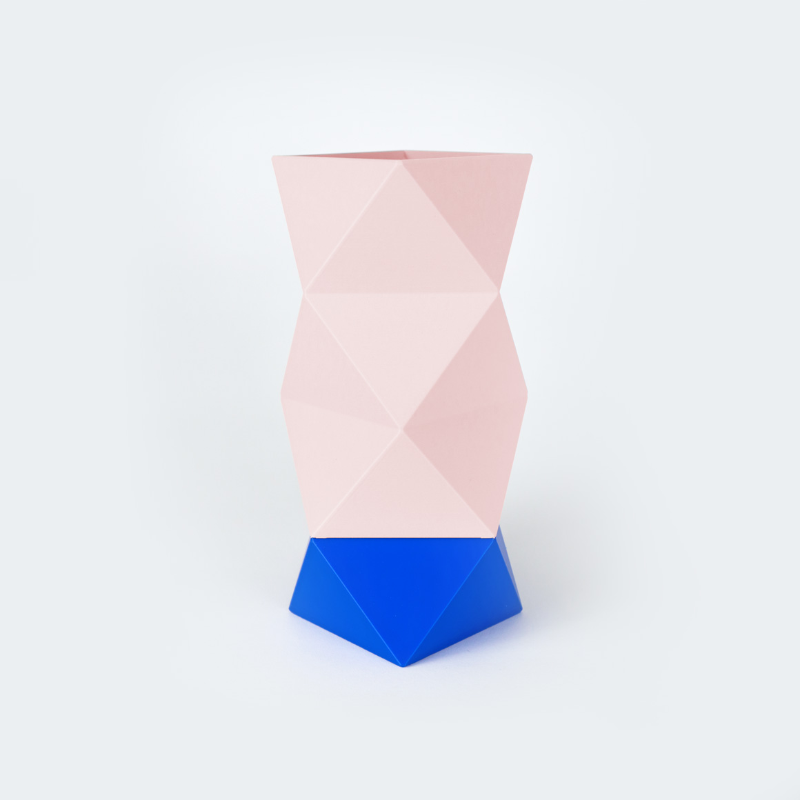 % Origami Vase L kobalt Blue/ Peach Pastel, ca. 10 x 20 cm, Bio-Kunststoff