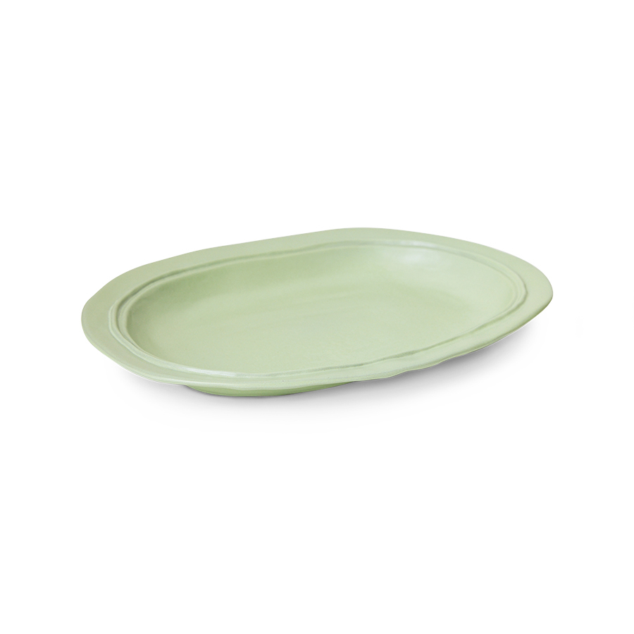 HKliving New classics: large ceramic tray/ Platte oval, Mint, ca. 38 cm 