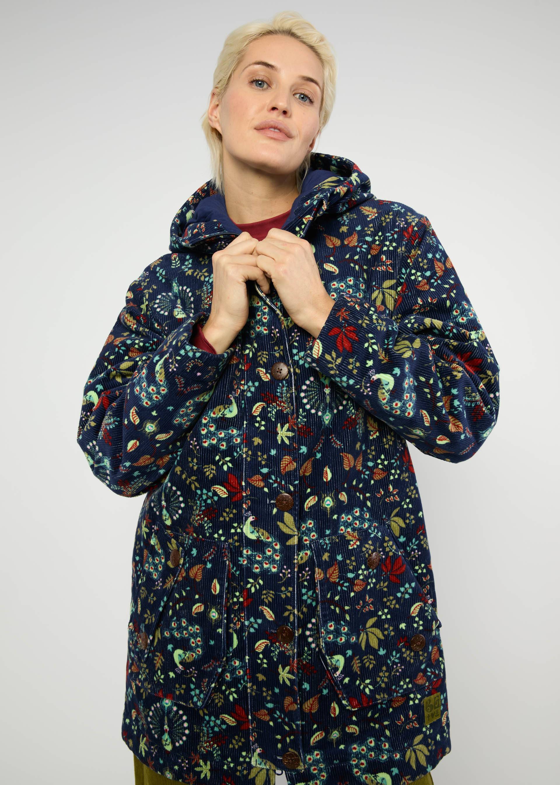 % Blutsgeschwister Übergangsjacke Woodland Walker, Feincord, Muster: maze of peacocks