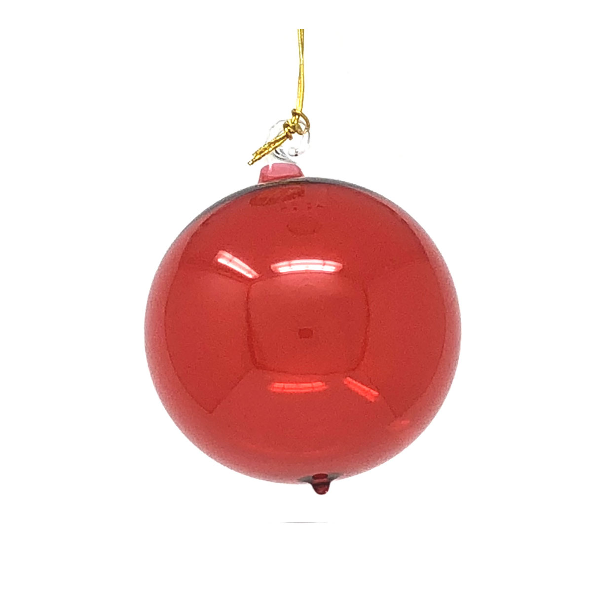 Weihnachtskugel Glasöse rot klar, 6 cm von der Oberfränkische Glasmanufaktur, Weihnachtskugel