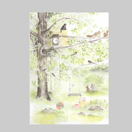 Pia Malmros Surpris Karte mit Umschlag Tiere im Garten