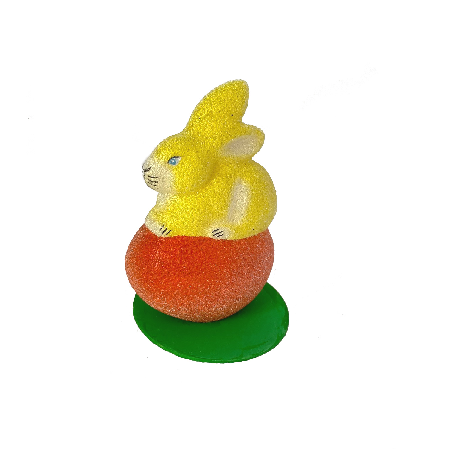 Ino Schaller Hase auf Ei geperlt, gelb/orange,  Nostalgie Osterhase von Ino Schaller, Ostern, ca. 10 cm