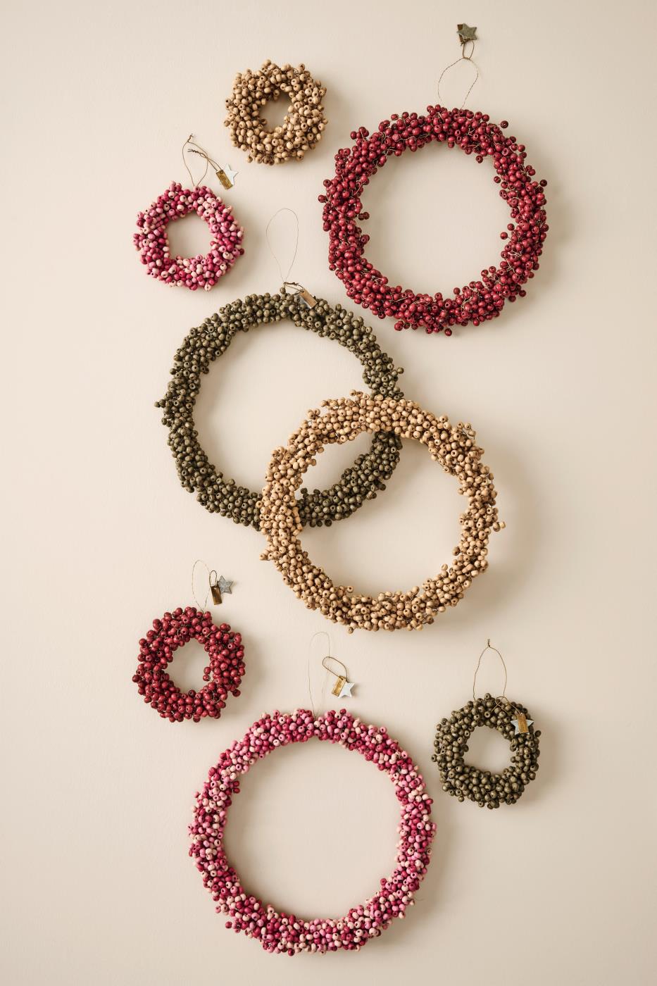 Deko-Kranz mit Holzperlen D. ca. 10 cm von IB Laursen , Rosatöne