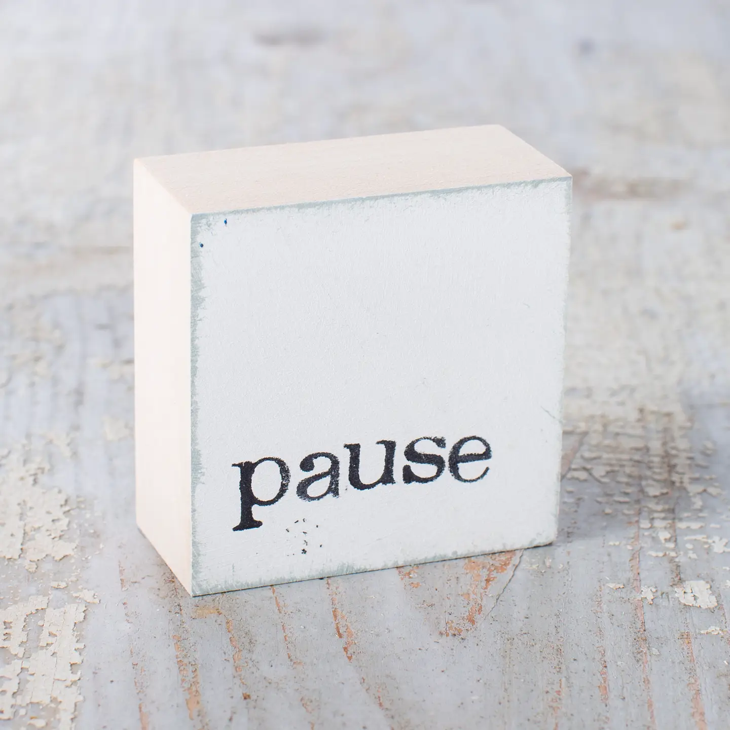 Textplatte "pause" weiß von iopla , 6 x 6 cm