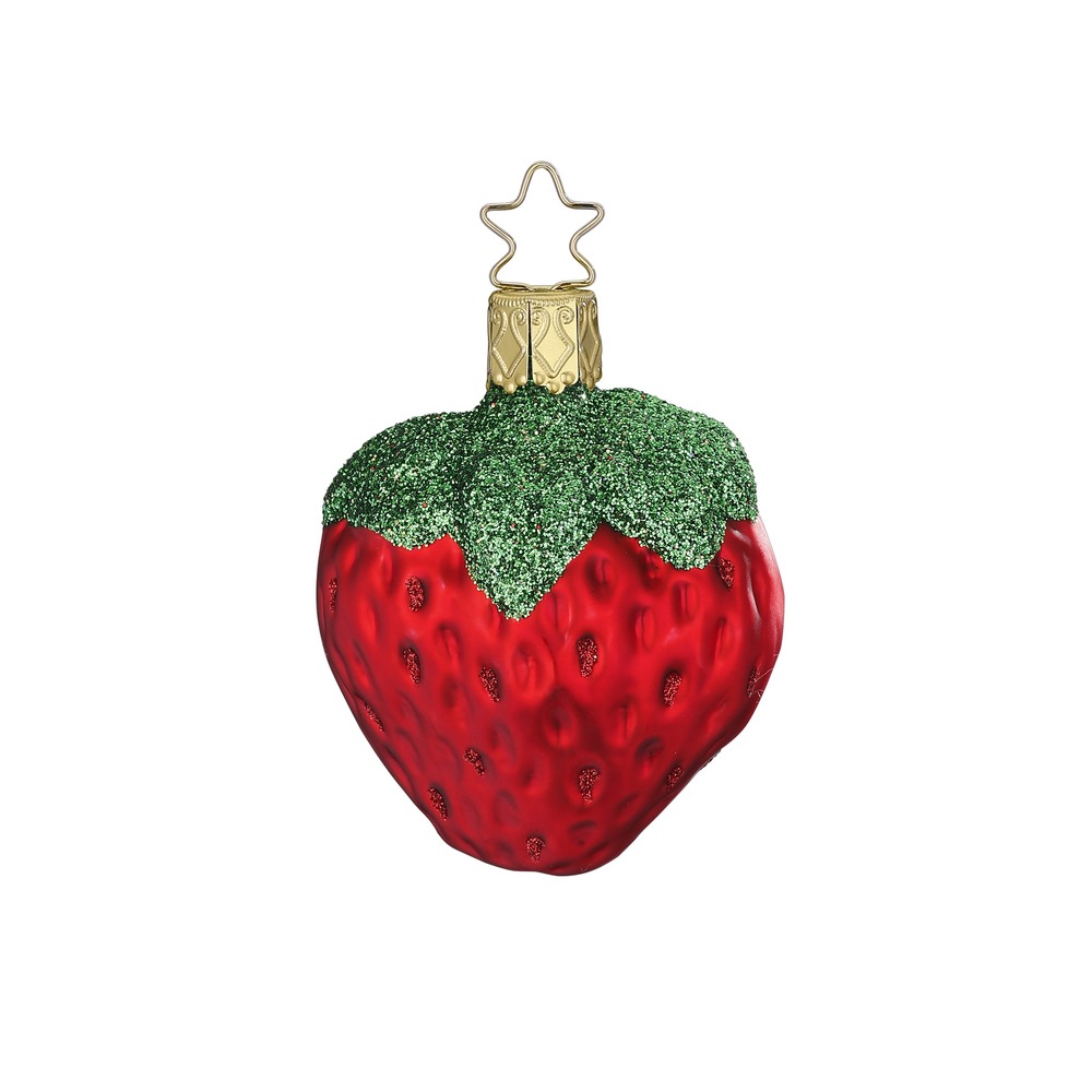 % Inge Glas Erdbeere, Christbaumkugel , ca. 6 cm, Glas