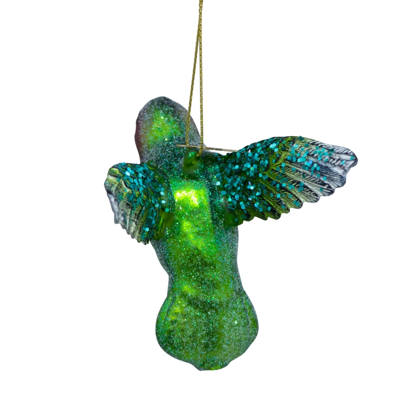 Weihnachtskugel Kolibri Grün/ Violett, ca. 8 cm, Glas, green/purple hummingbird von Vondels