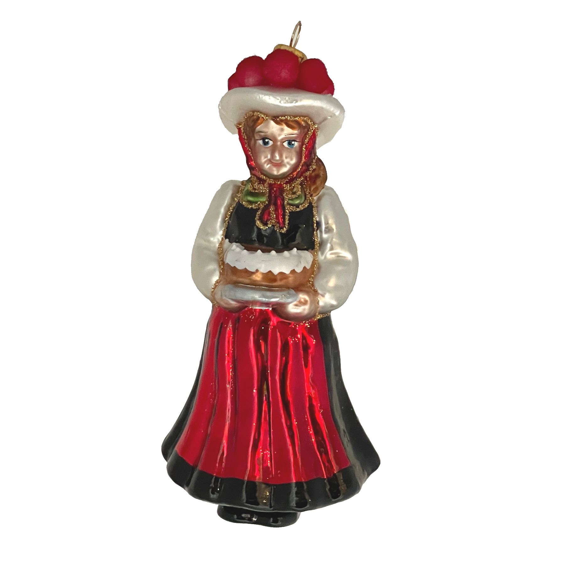 Christbaumschmuck Schwarzwaldmarie mit Torte / Schwarzwaldmädel