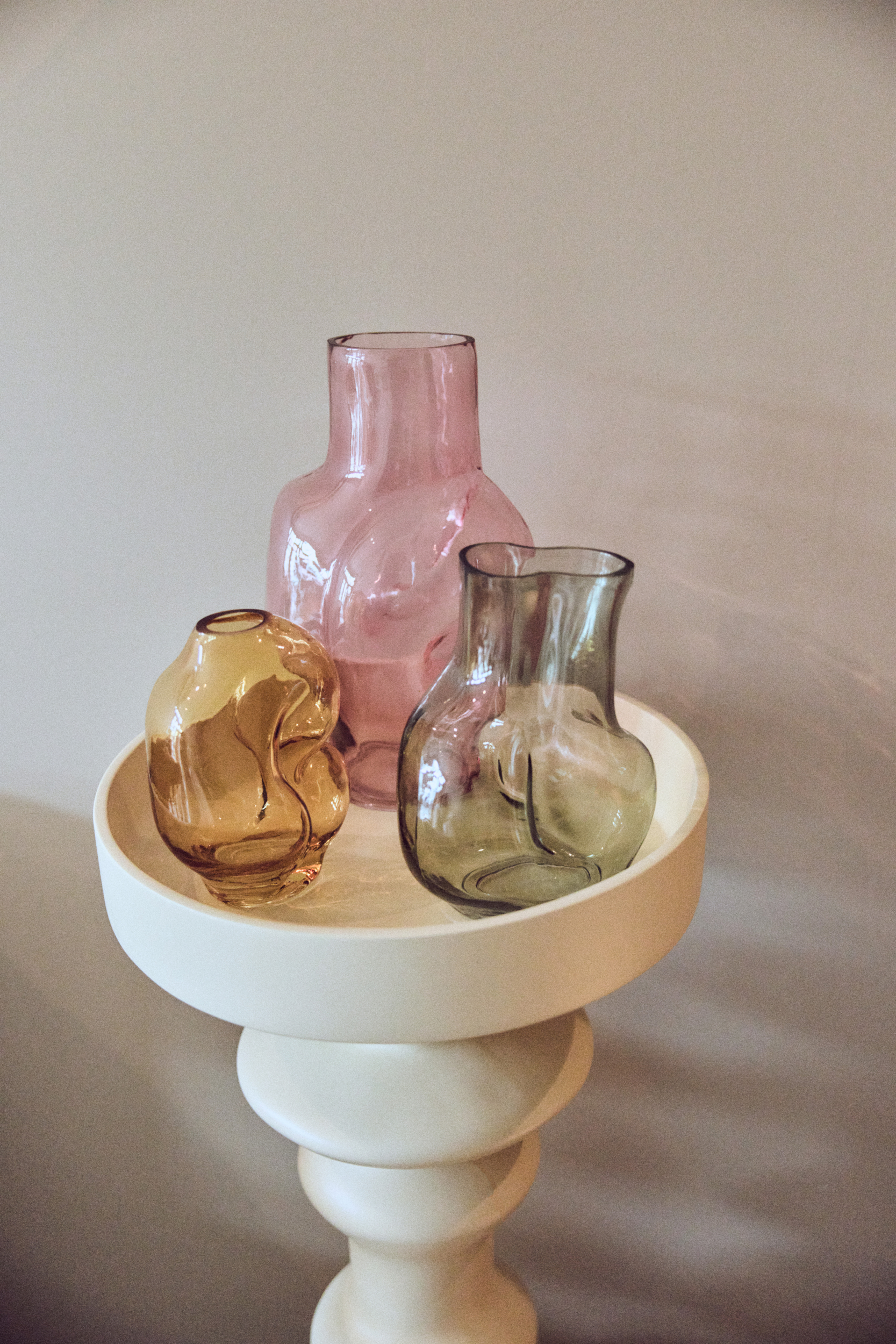 HKliving Gleam glass high vase rose, ca. 32 cm