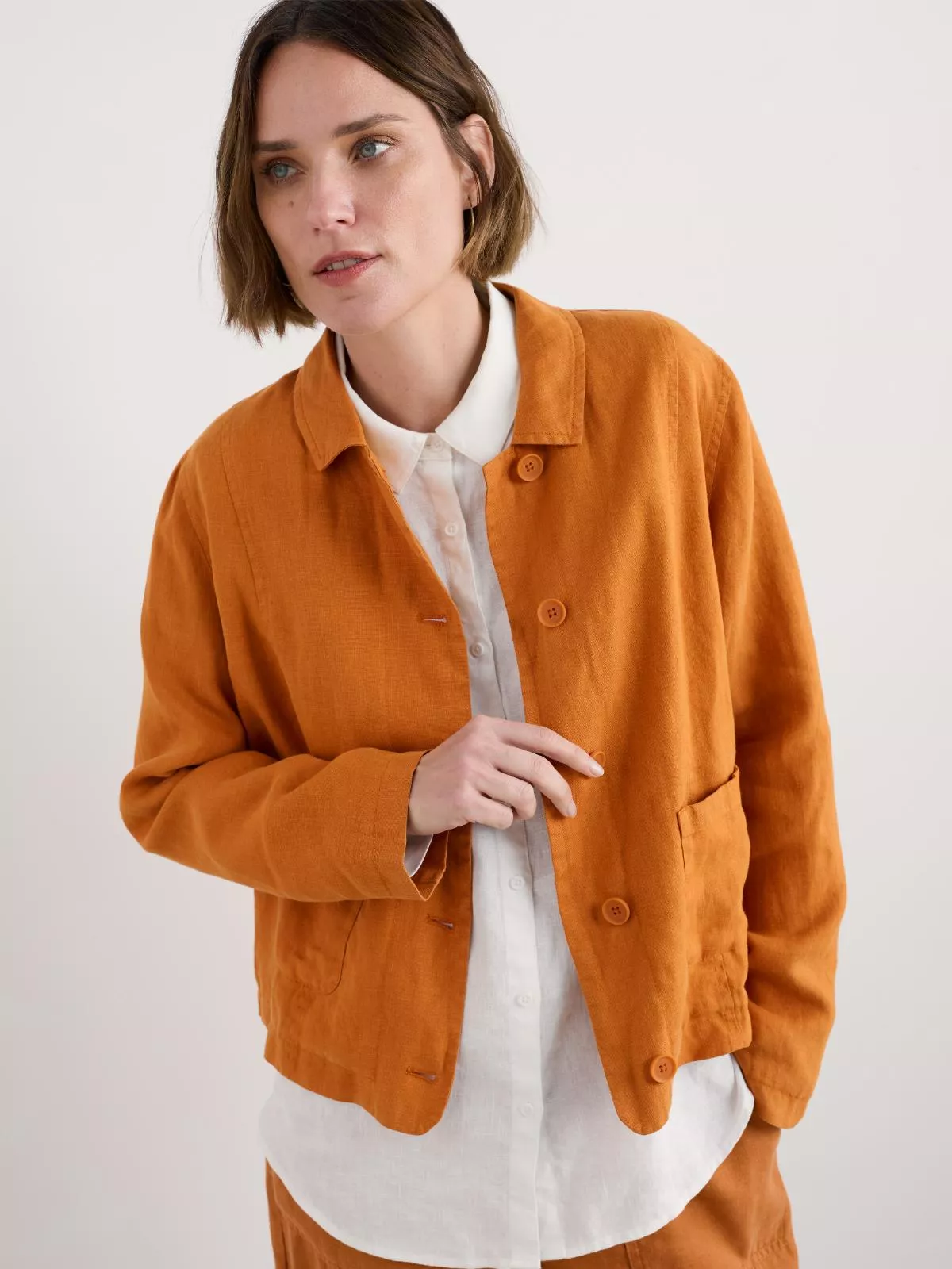% SEASALT CORNWALL Leinenjacke  Arame Linen Jacket, Farbe Cumin/ Zimt