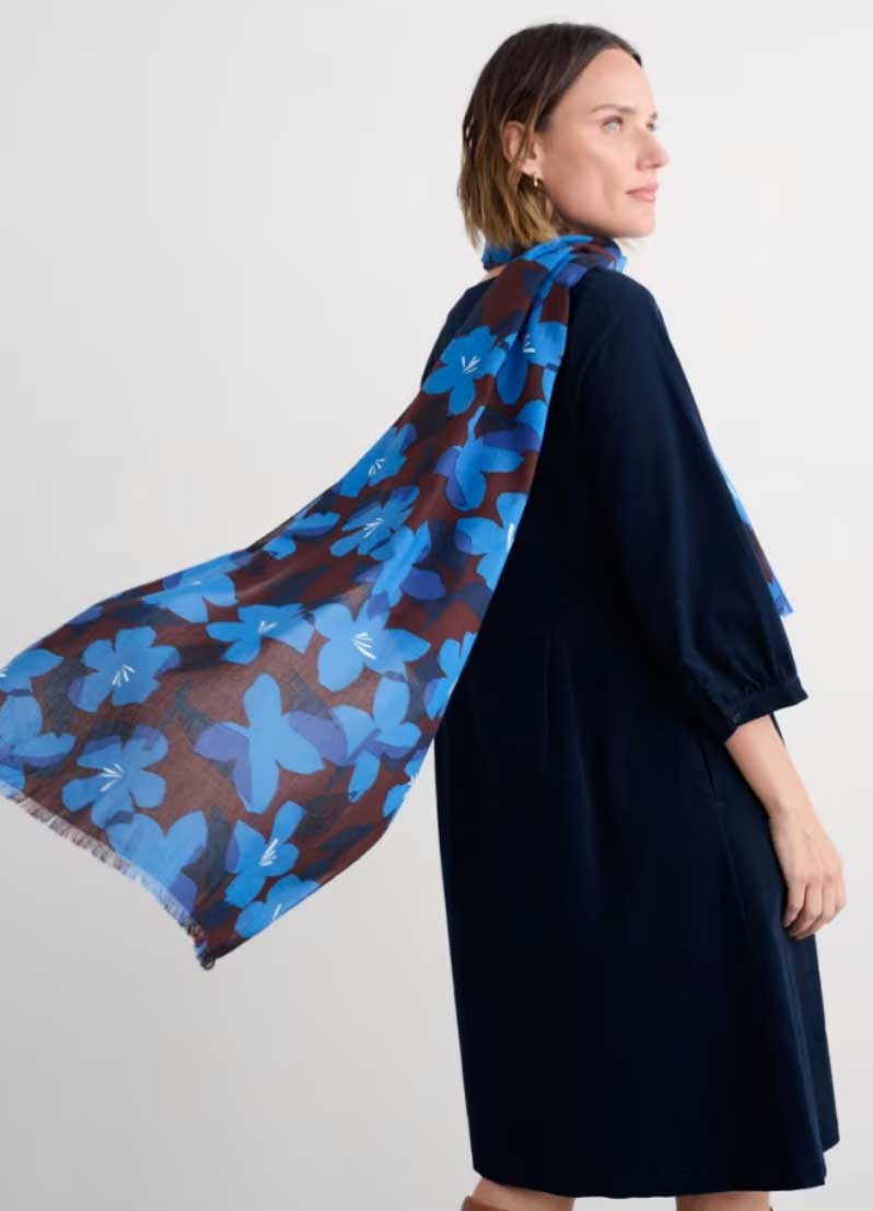 SEASALT CORNWALL Schal May Garland Printed Scarf, Macro Flower Cocoa