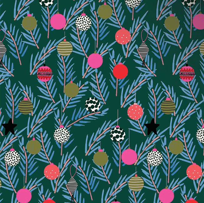 Geschenkpapier Weihnachten Weihnachtskugeln"Baubles & Berries DUO" ca. 50 x 70 cm, beidseitig bedruckt