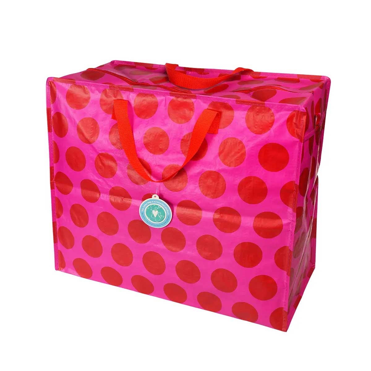 Jumbo-Aufbewahrungstasche - Spotlight Rot-Pink Dots, ca. 58 x 28 x 48 cm  