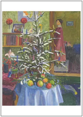 Postkarte " Interieur mit Weihnachtsbaum" von Gabriele Münter,  Winter , Kunst 