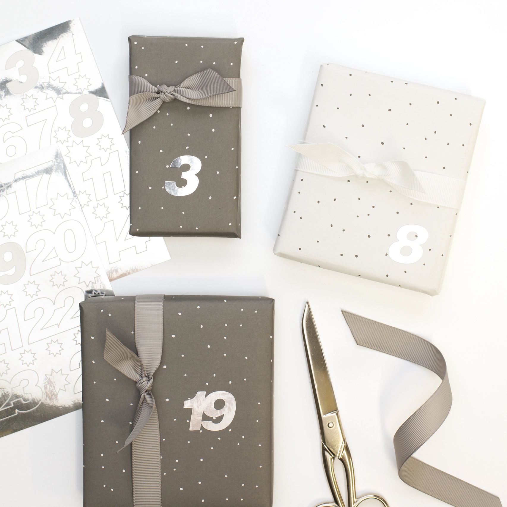 Adventskalender Zahlen Sticker Weihnachten - Silber