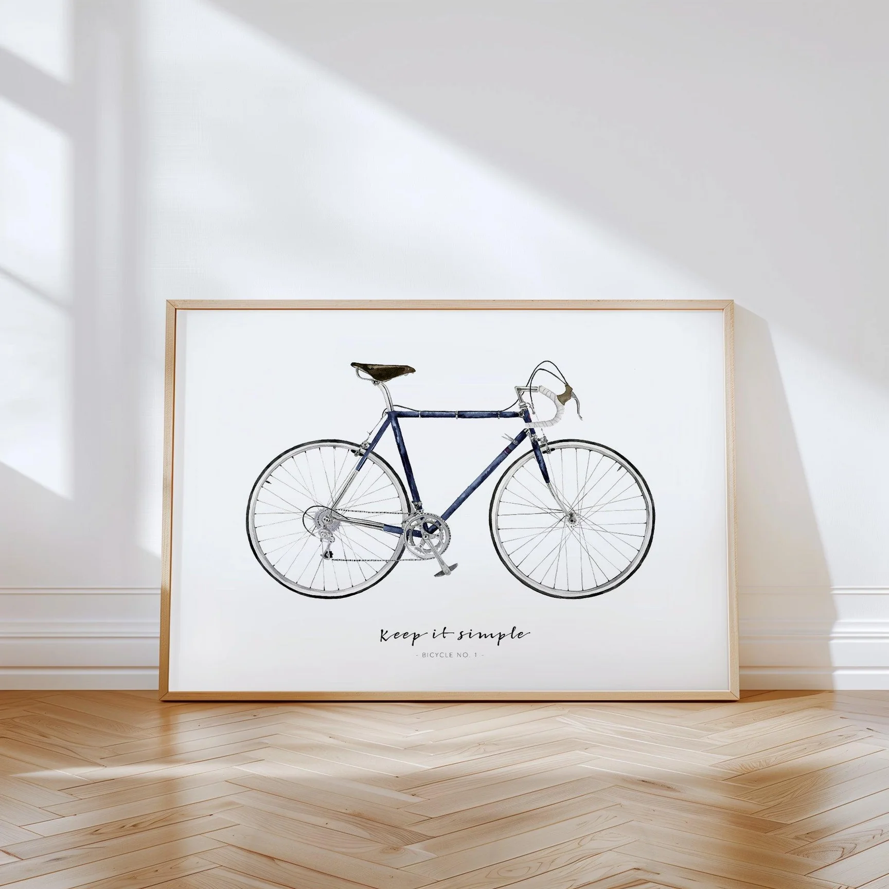 Leo La Douce Kunstdruck Fahrrad Keep It Simple, A4, Blue Bicycle 