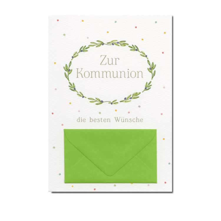 Doppelkarte Kommunion" Zur Kommunion die besten Wünsche " für Geldgeschenk