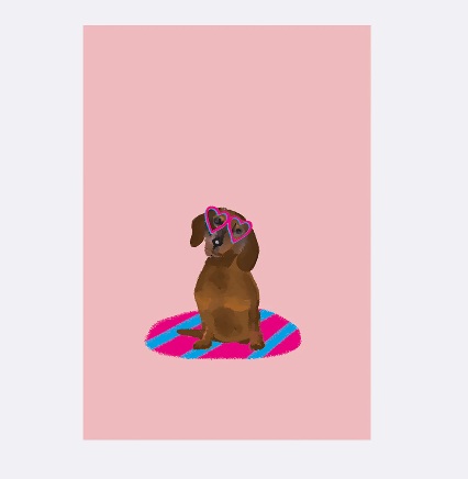 YAY Card Postkarte NEON Dackel Herzchenbrille