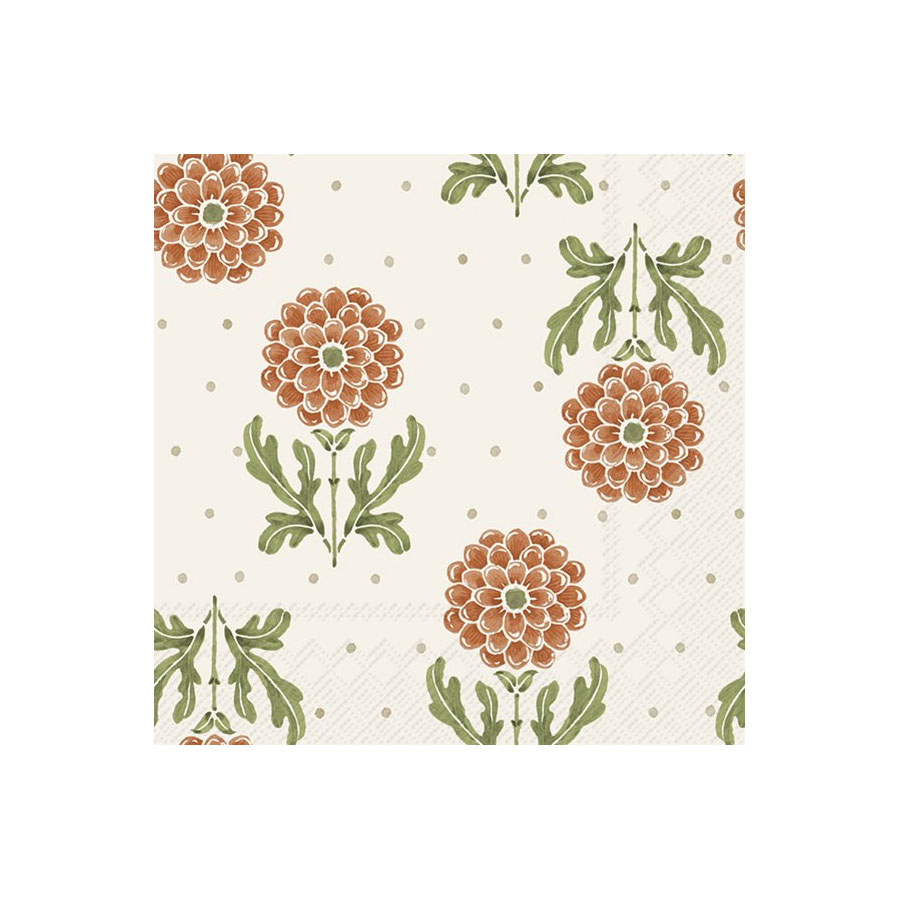 Papierservietten klein SIMPLE FLOWER orange  25 x 25 cm, Cocktailservietten von IHR