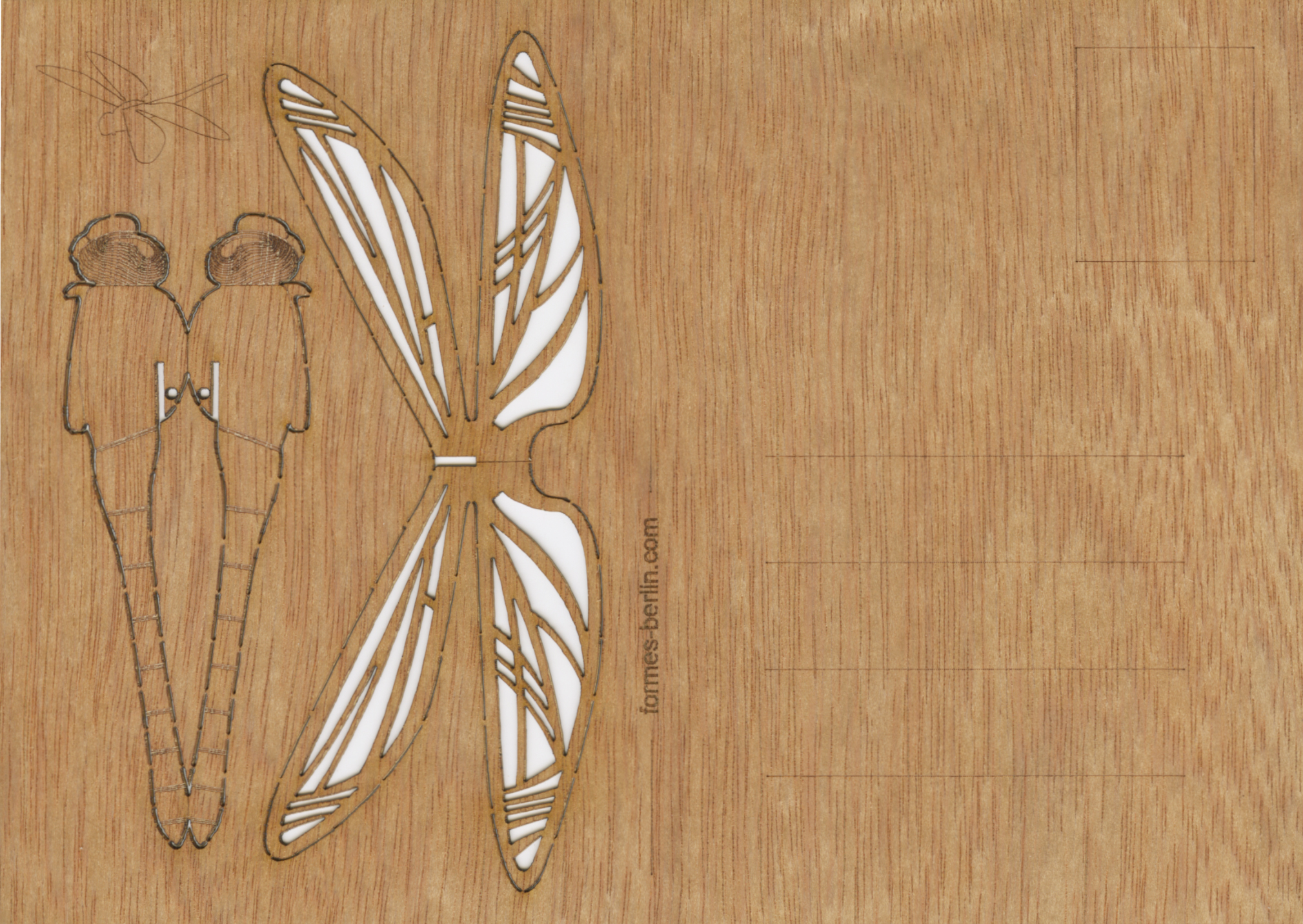 Holzpostkarte Libelle von formes Berlin 