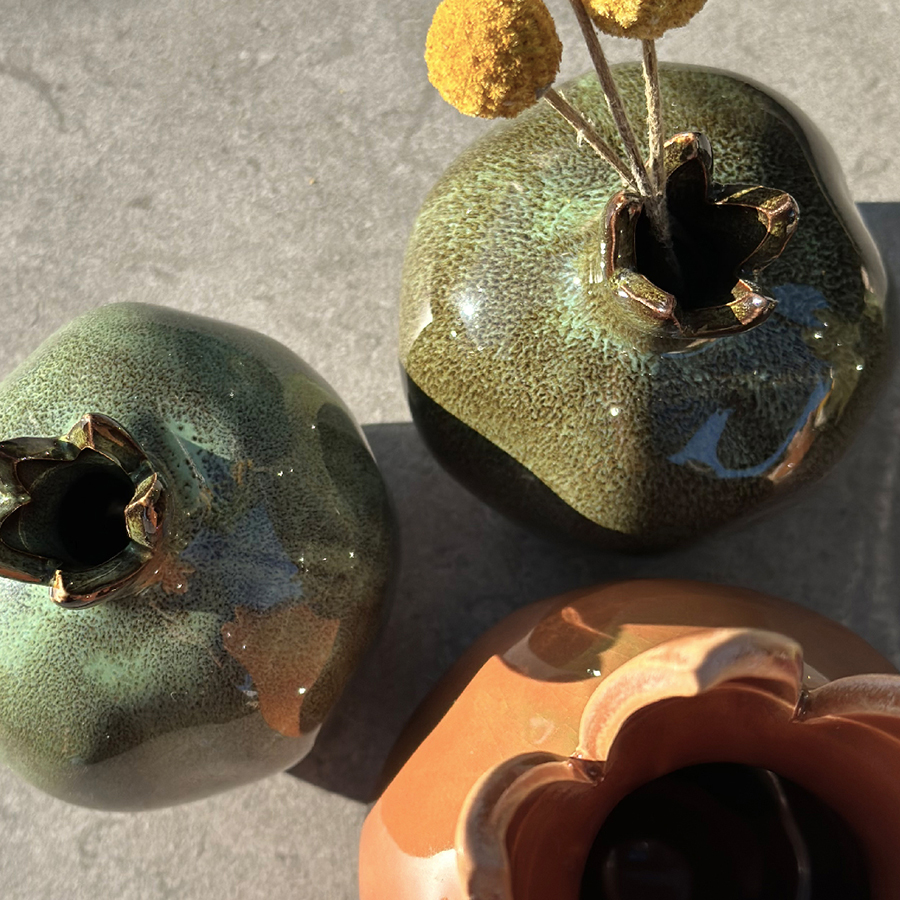 Granatapfel Vase altrot, Keramik, Small, ca. 9 x 11 cm