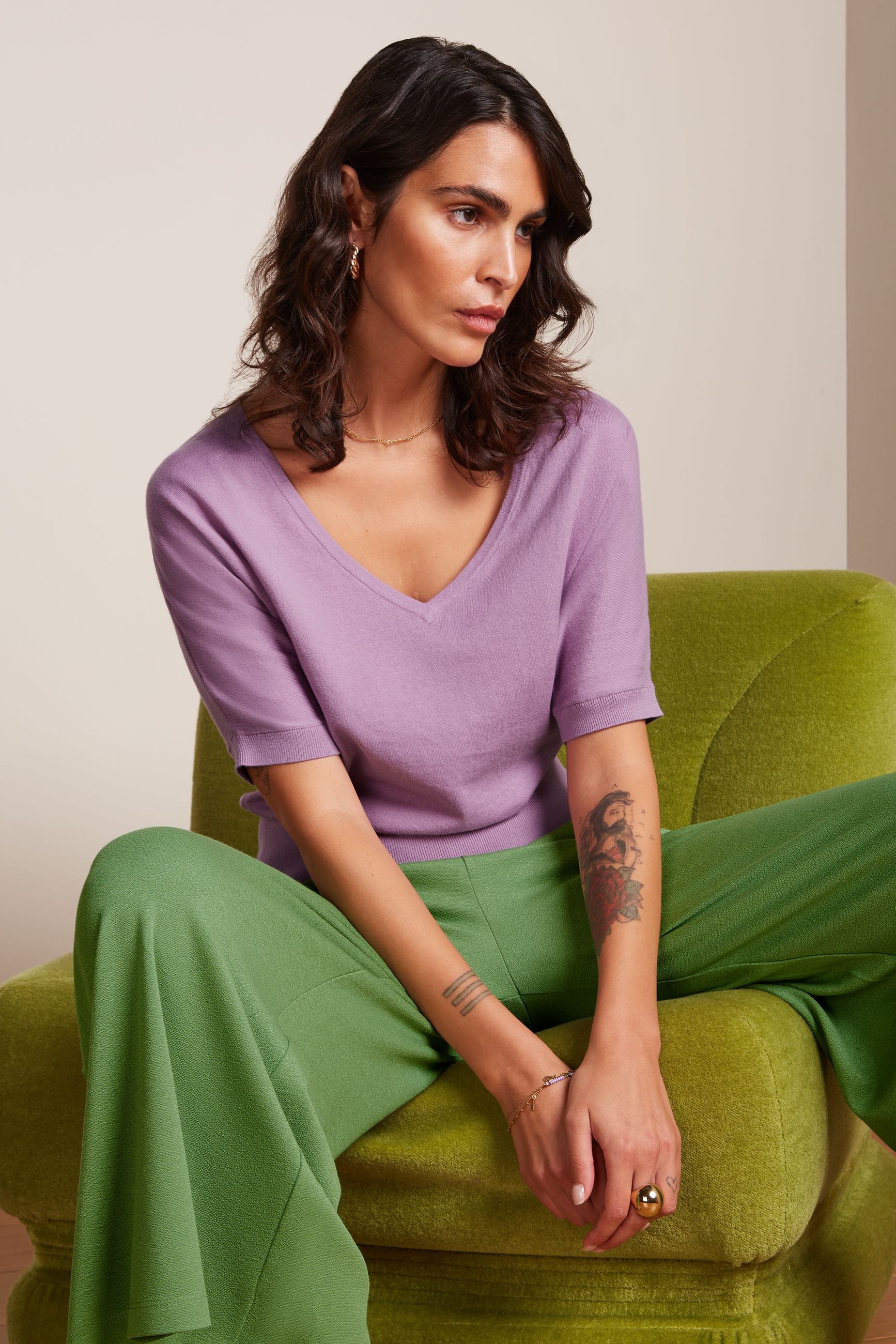 King Louie Valentina Top Club - Short Sleeve, Farbe: Crocus Lilac