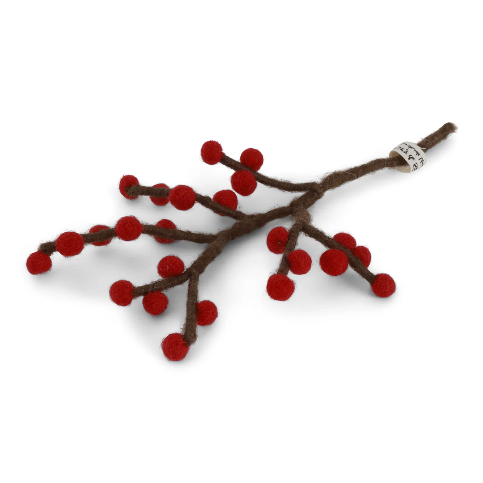 Gry & Sif Zweig Mini mit Roten Beeren aus Filz, Mini Branch w/Bright Red Berries, ca. 19 cm