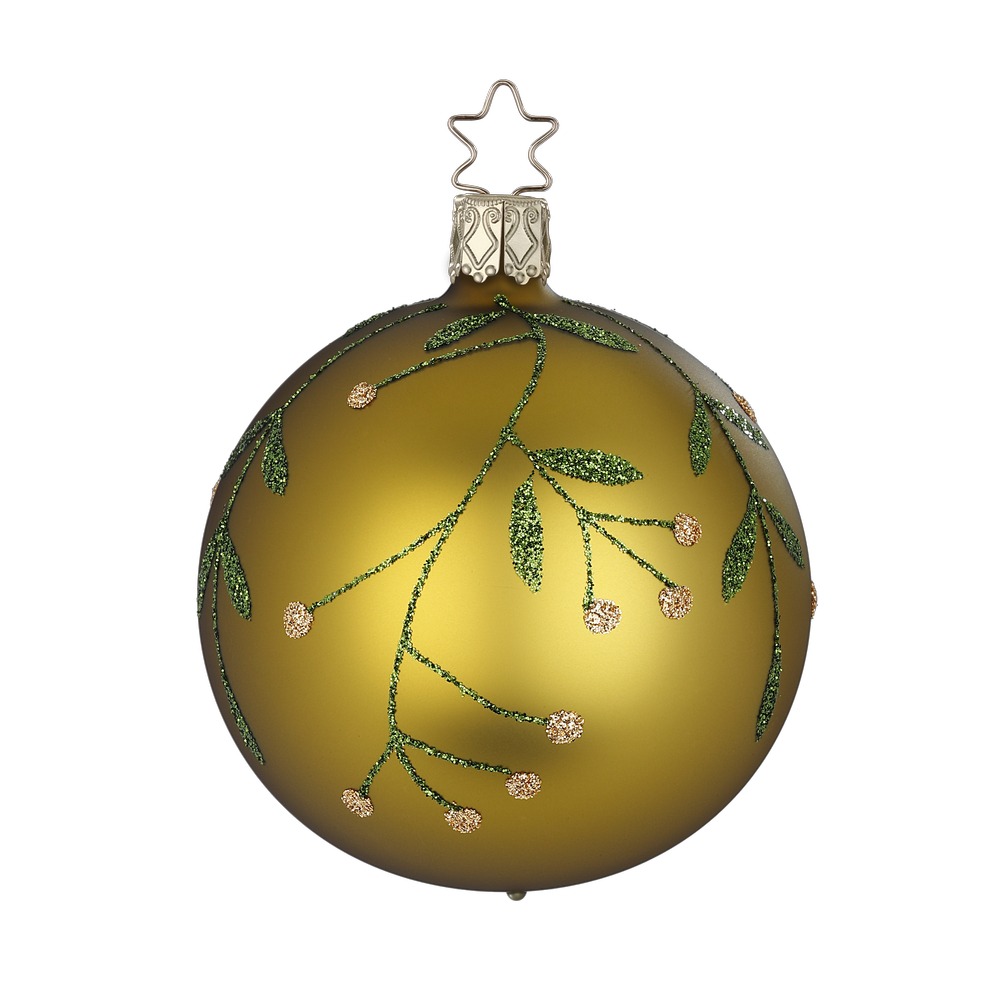 Inge Glas Christbaumkugel WINTERZEIG, goldkiwi matt, D.  8 cm , Sonniger Herbsttag  