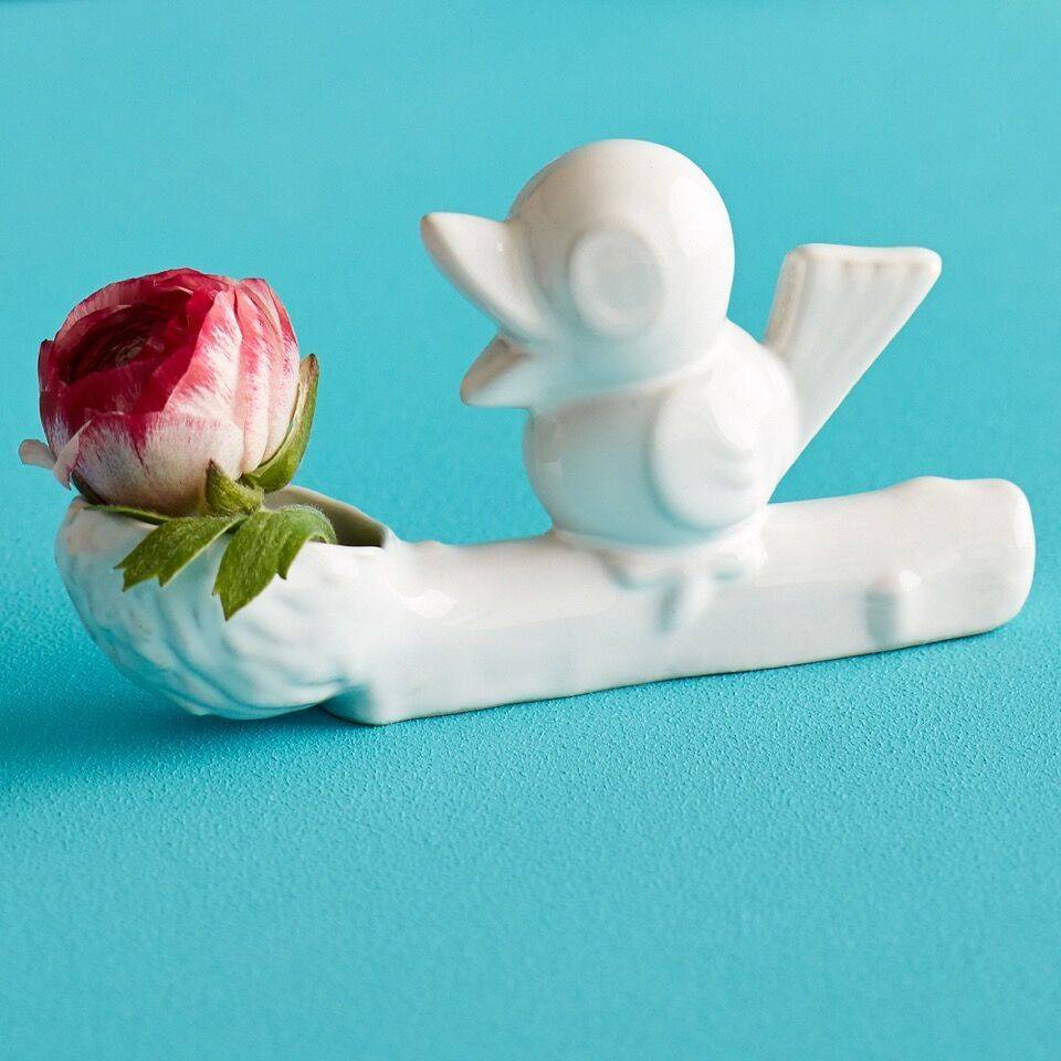 Flower Thief, Weiß, kleine Vase mit Vogel  