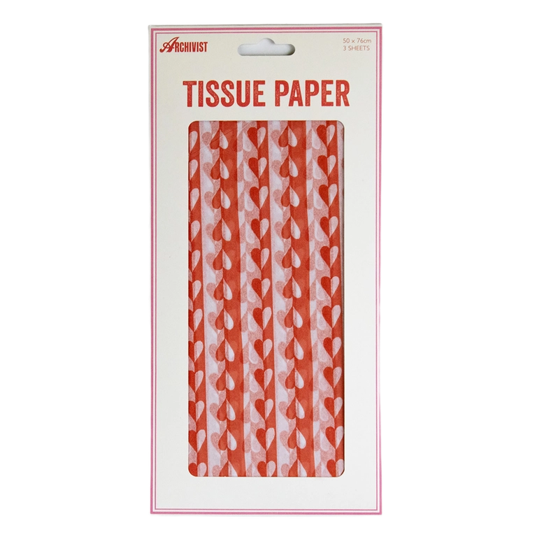 Archivist Gallery Seidenpapier "Sweetheart Stripe"  von Archivist Gallery , ca.50 x 76 cm, 3 Bögen, Herzen
