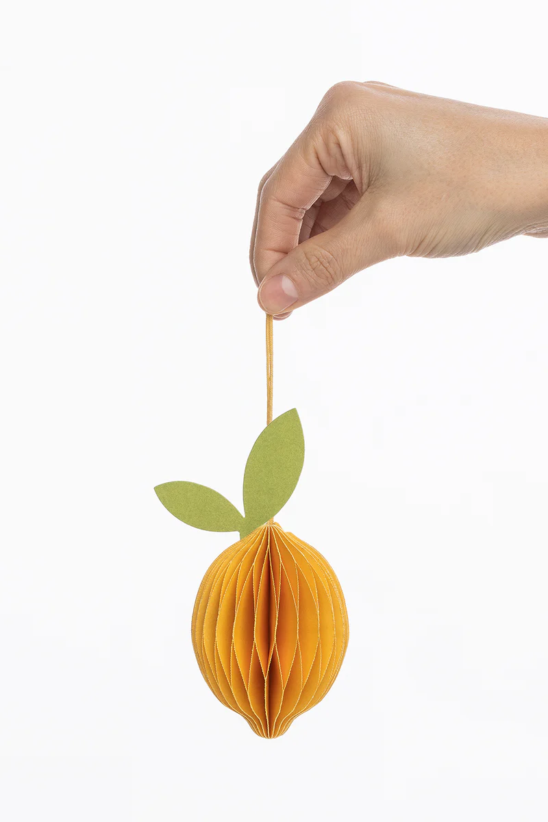 Papieranhänger Zitrone, Honeycomp, ca. 12 cm 
