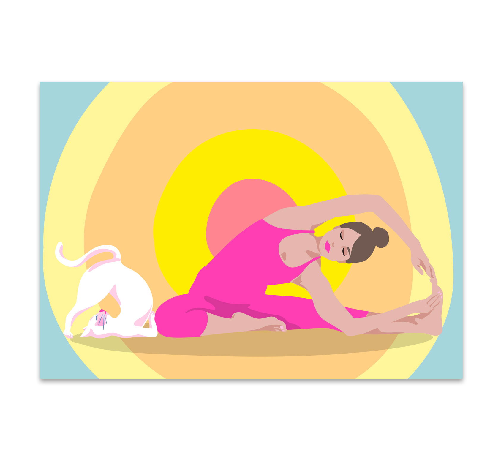 Postkarte rainbow yoga with cat,  neon,  von happiness