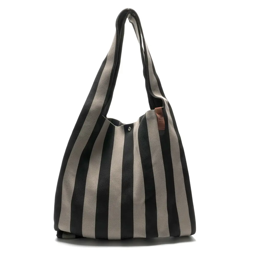 LOT83 Shopper Lois 22, Streifen Schwarz-Grau, ca.  45 x 35 cm