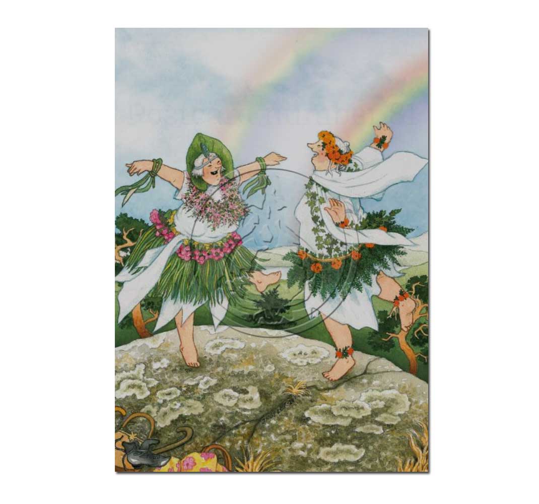 Postkarte Inge Löök "FRAUEN TANZEN UNTERM REGENBOGEN "  Löök Postkarte