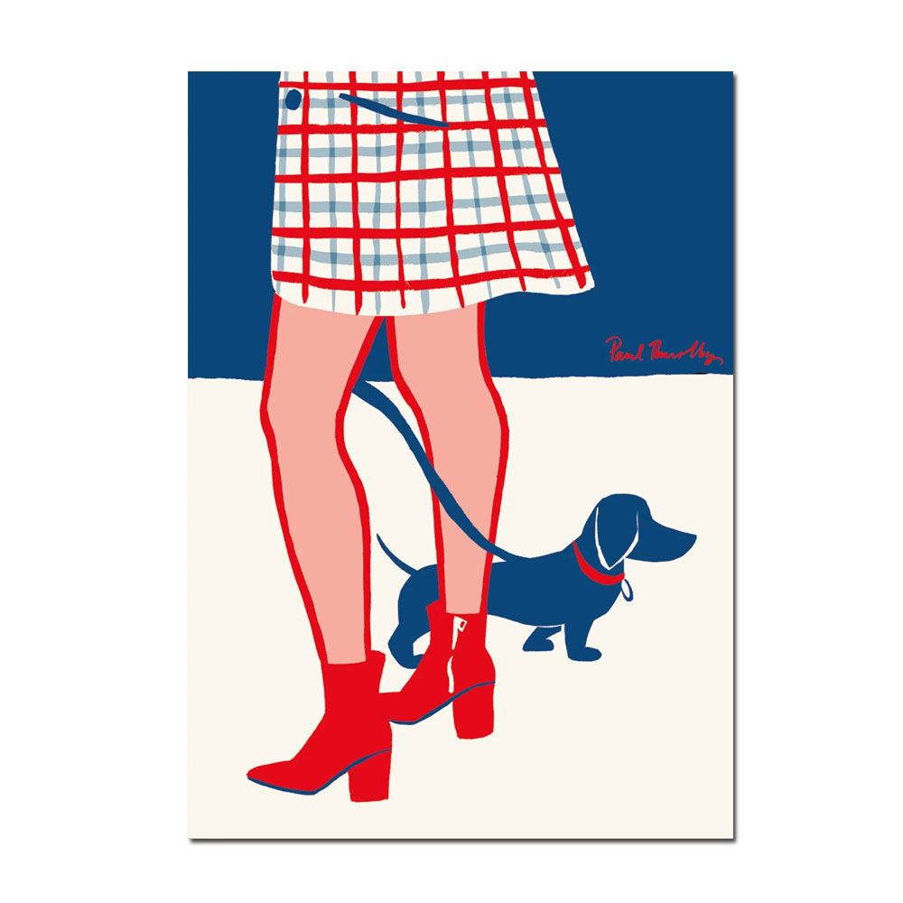 Postkarte Lagom " Red Boots" mit Dackel 