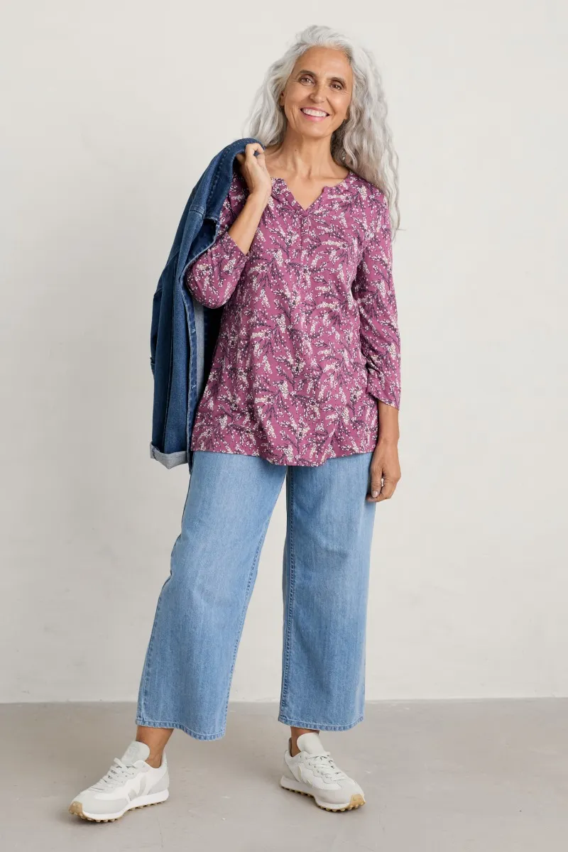SEASALT CORNWALL Risso Jersey Top, Muster: Heather Sketch Buddleia