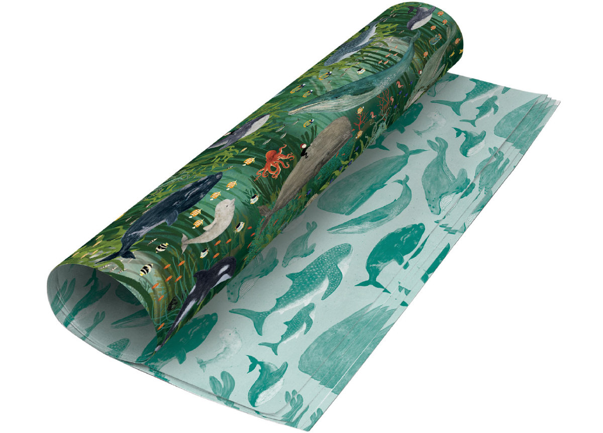 Roger la Borde Geschenkpapier "Whale Song  " von Katherine Quinn,  ca.  50 x 70 cm, wendbar, Walfisch