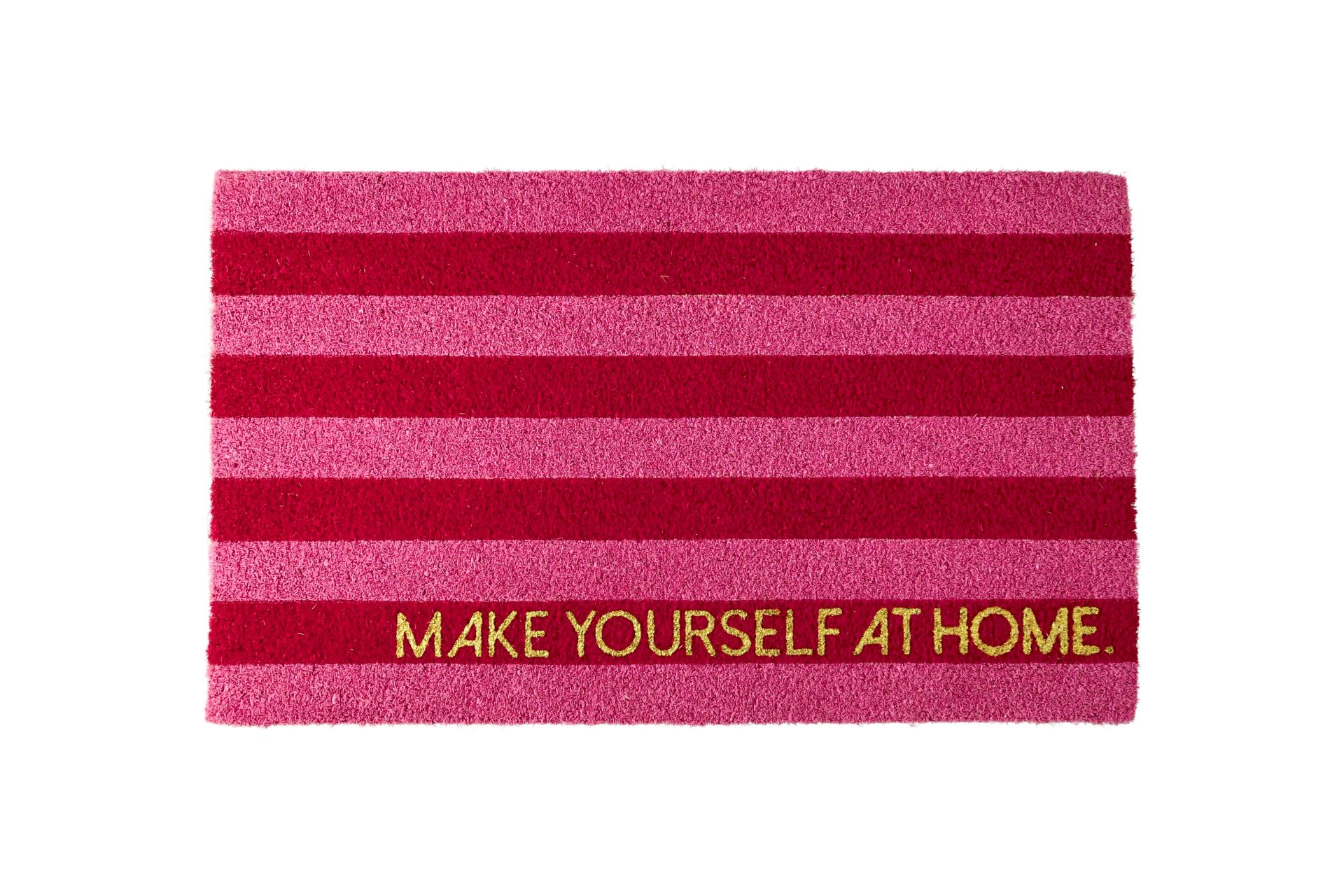 Kokos Fußmatte Make yourself at home, gestreift, rosa, ca. 45x75cm , Fußmatte Streifen 