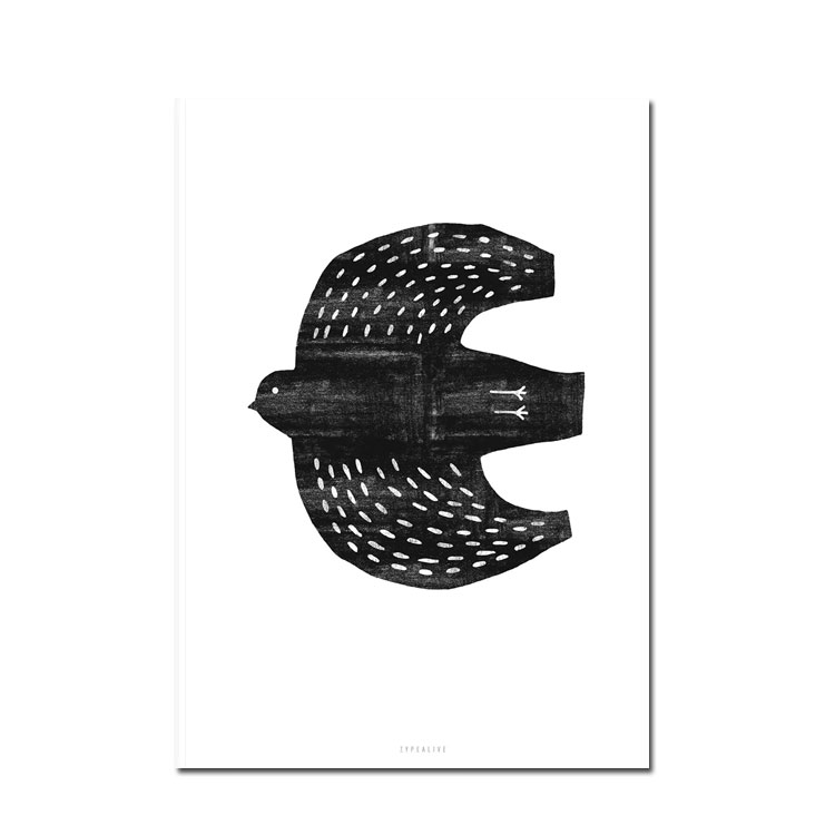 Typealive Postkarte Vogel schwarz " Off To See The World No. 2"