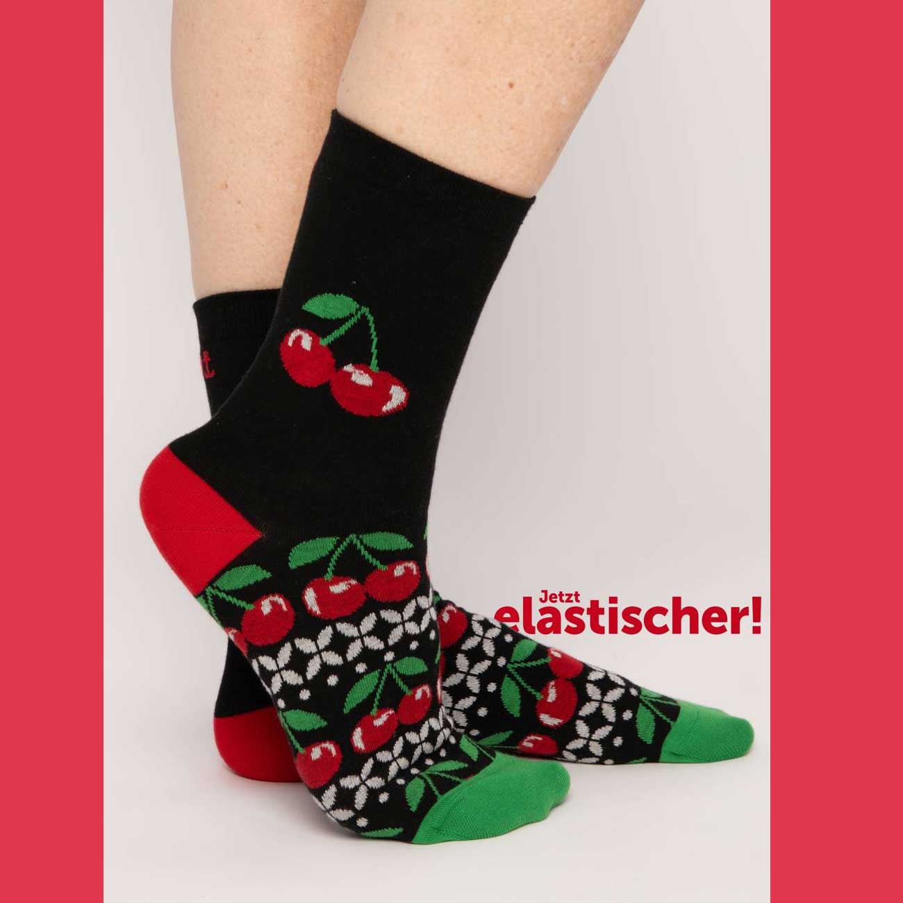  Blutsgeschwister Baumwollsocken Sensational Steps , One Size ( ca. 38 - 40 ), cherries and swallows 