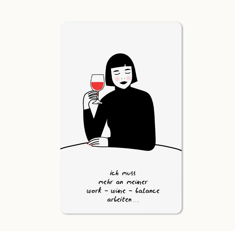 Lunacard Postkarte work wine balance