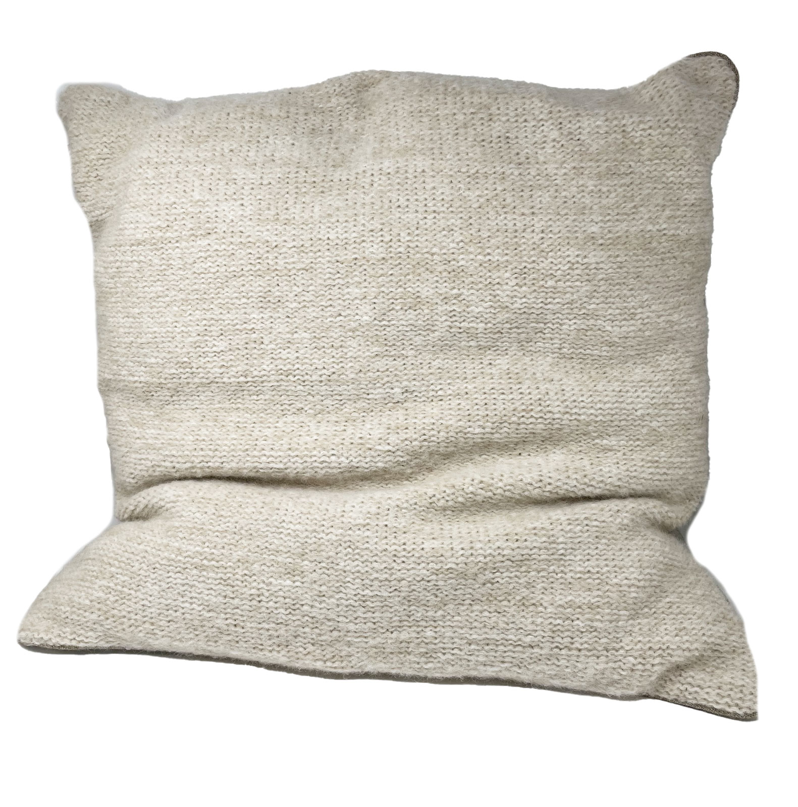 Dorothee Lehnen Alpaka Strickkissen ca. 70 x 70 cm, Front Alpaka creme/Rücken Natur mit Keder