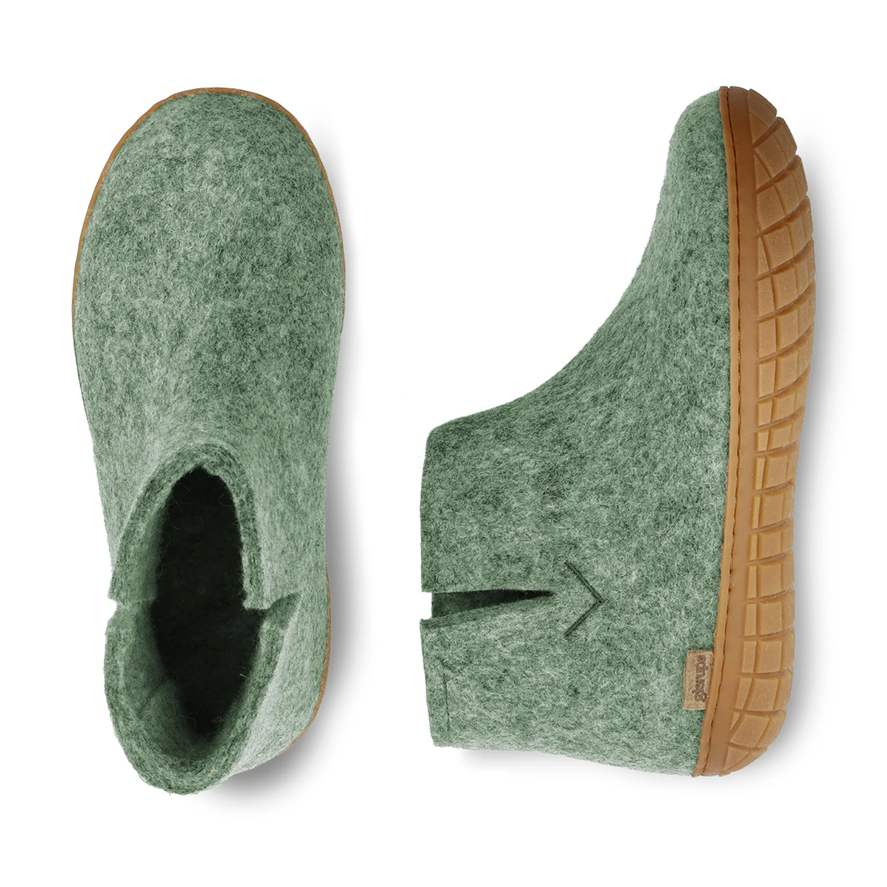 Glerups Ankle Boot 100% Wollfilz , Filzstiefel, moss mit Sohle aus Naturkautschuk  
