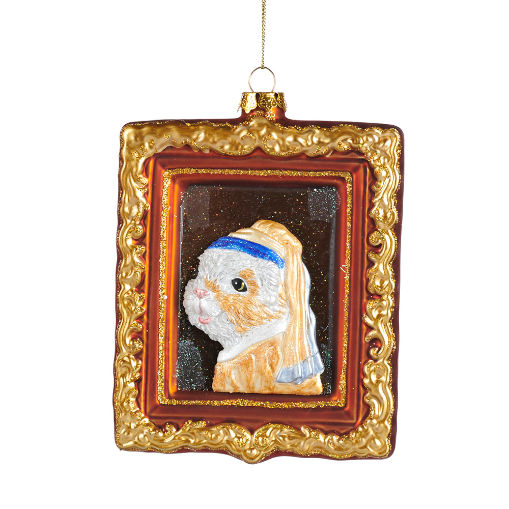 Das Mädchen mit dem Perlenohrring, Meerschweinchen,  Berühmtes Bild,  Weihnachtsschmuck, Weihnachtskugel  ca. 14 cm von Cathrines Collection/ Goodwill 