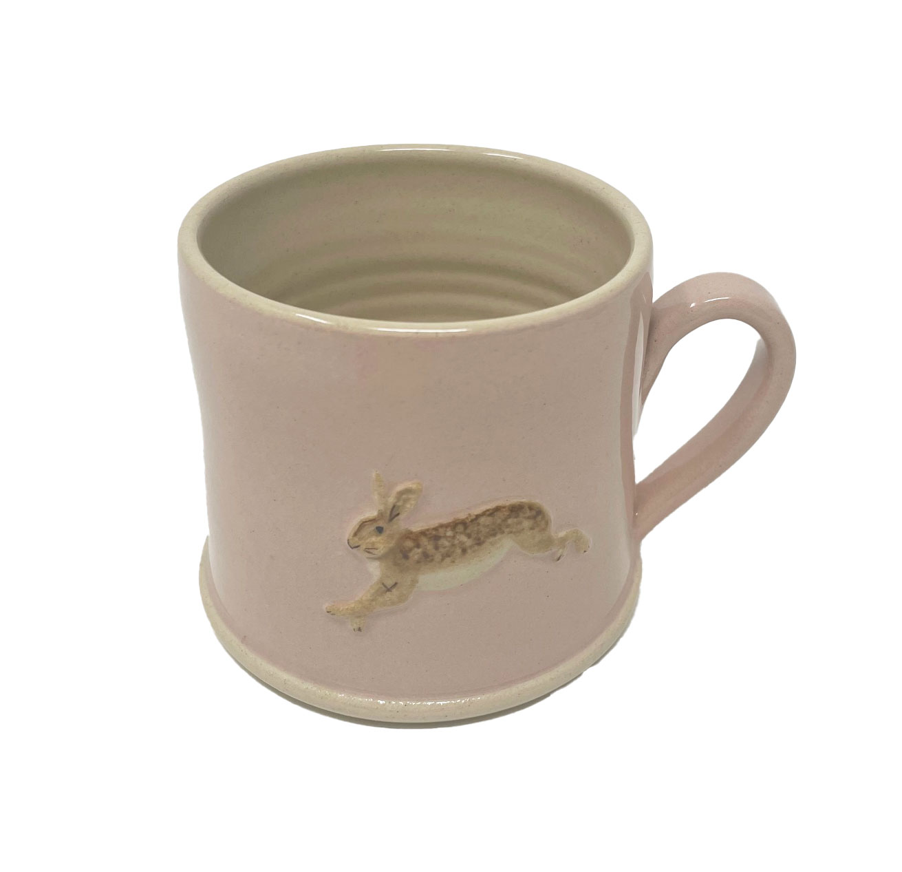 Jane Hogben Becher "Springender Hase", Farbe: Rosa von der Hogben Pottery aus England  