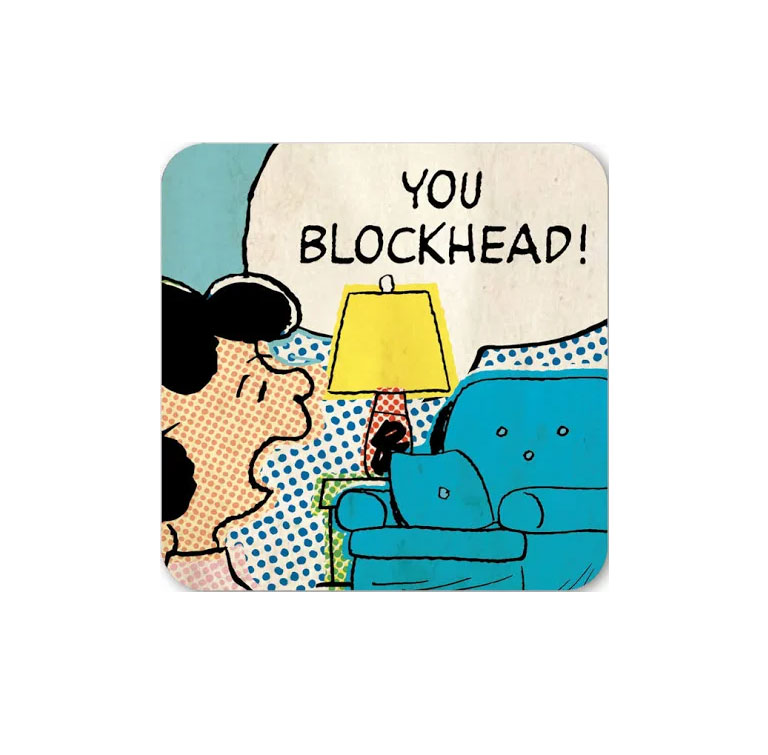 The Peanuts Untersetzer für Gläser,  10 x 10 cm, Lucy - Blockhead