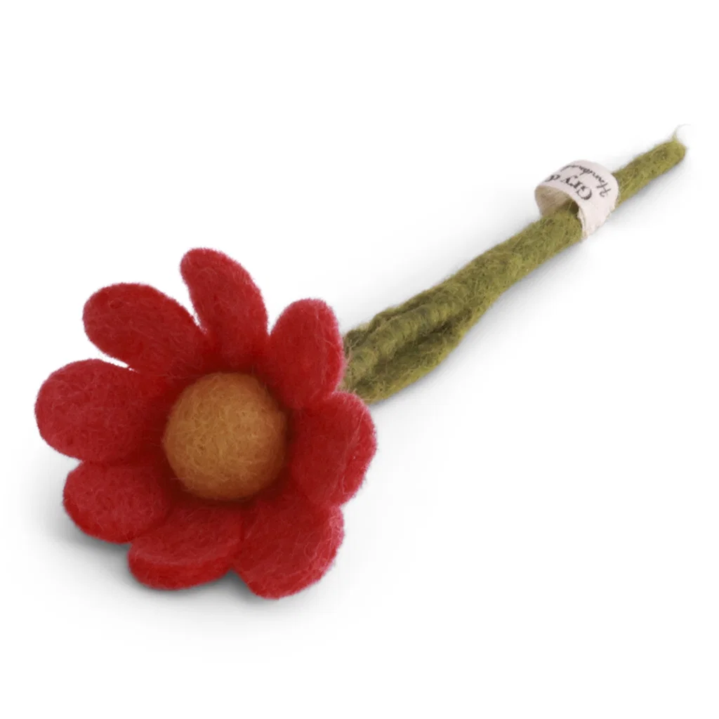 Gry & Sif Filz kleine Anemone mit Blatt, Farbe: Melon, ca. 17 cm